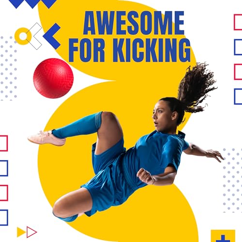 Bedwina Playground Balls Bulk - 8.5 Inch Red Rubber Kickball Bouncy Inflatable Balls for Kids & Adults w/Hand Pump, Indoor & Outdoor Games, Kickballs, Dodgeball, Four Square, and More