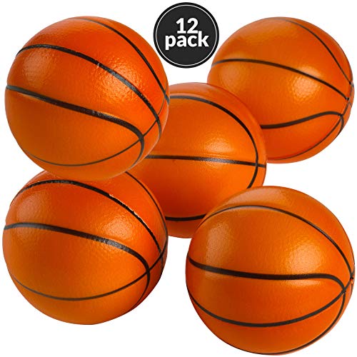 Mini Basketball Stress Balls - 2.5 Inch Small Foam Basketballs for Kids, Sports Theme Party Favor Toys Birthday Party Game, Stress Relief Squeeze Balls, Stocking Stuffers