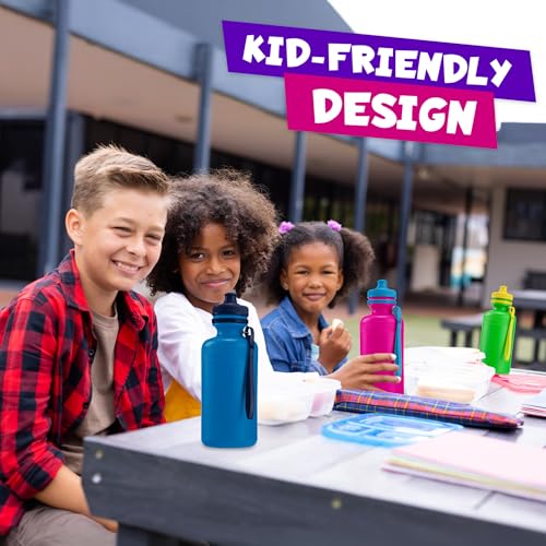 Bedwina Bulk Water Bottles For Kids - (Bulk Pack of 72) 18 Oz - 7.5 Inch BPA-Free Plastic Water Bottles w/Pop-up Tops for Summer, Reusable Water Bottles Bulk for School, Sports Birthday Party Favors