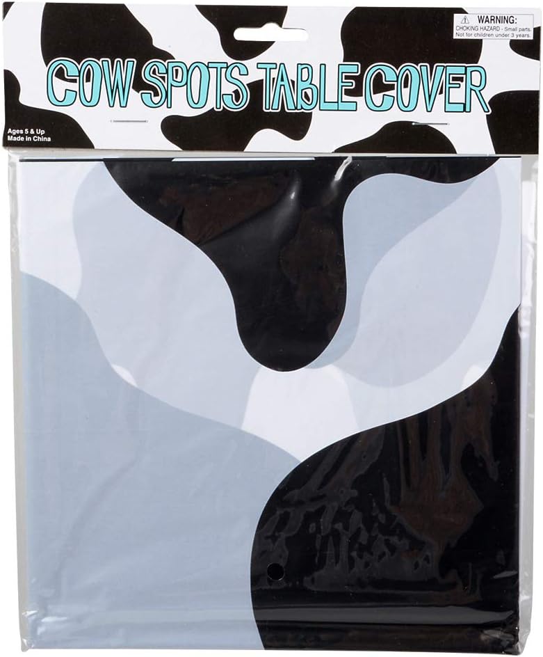 Bedwina Cow Print Tablecloth (Pack of 24) 54 x 72 Inch Tablecloths for Farm Animal Themed Parties, Birthday Party Supplies and Picnic Table Covers, (Black and White)