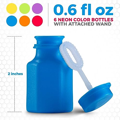 Mini Neon Party Bubbles for Kids - Bulk Wands and Bottles for Blowing Bubbles, Birthday Party Favors, Toy Gift, Outdoor Toys, Carnival Prizes, and Goody Bag Stuffers