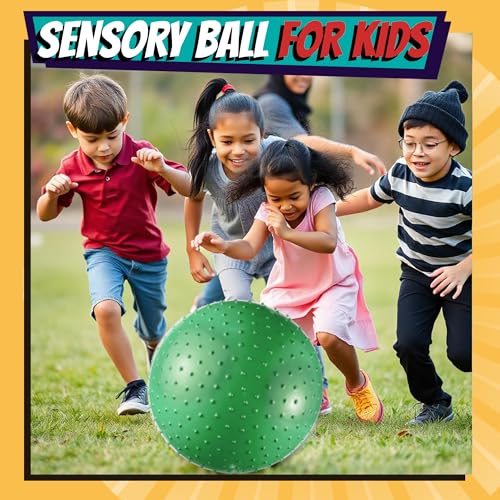 Bedwina 18-Inch Big Balls for Toddlers and Kids - Inflatable Giant Balls for Kids with Hand Air Pump, Big Bouncy, Sensory Play, Stress Toy, Knobby, Large Playground, Recess, Games for Children
