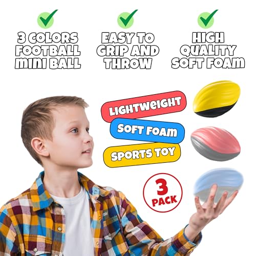 Bedwina 5" Mini Foam Football - Small Toy Footballs for Indoor and Outdoor Play, Spiral Foam Sports Birthday Football Party Favors for Kids