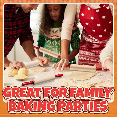 Mini Rolling Pin 7.5 Inch Kids Rolling Pin - (Pack of 6) Set for Play Dough Accessories Small Rolling Pin For Dough - Wood Kids Rolling Pins with Handles for Foods, Accessories
