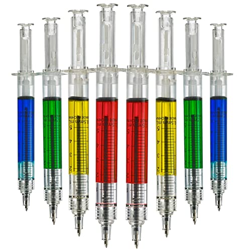 Bedwina Syringe Pens - Retractable Fun Multi Color Novelty Pen for Nurses, Nursing Student School Supplies, Birthdays, Stocking Stuffers and Toy Party Favor Gifts