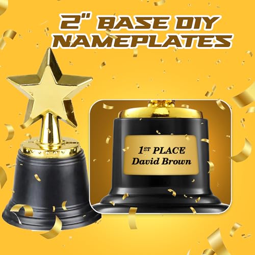 Bedwina Star Trophy Award - Bulk - 4.5 Inch Gold Award Trophies For Kids Awards, Choice Prizes for Adults, Winner Competitions, Sports Events, Party Decorations, Teachers & Party Favors