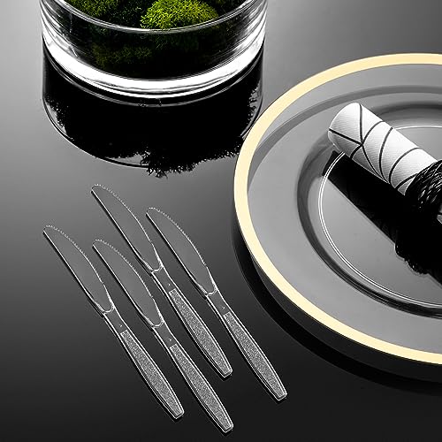 Clear Plastic Cutlery Set - Disposable Plastic Utensils Heavy Duty, Silverware Sets for Party Supplies, Dinners, Take-Out, Catering, Food Services