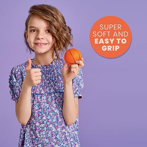 Mini Basketball Stress Balls - 2.5 Inch Small Foam Basketballs for Kids, Sports Theme Party Favor Toys Birthday Party Game, Stress Relief Squeeze Balls, Stocking Stuffers