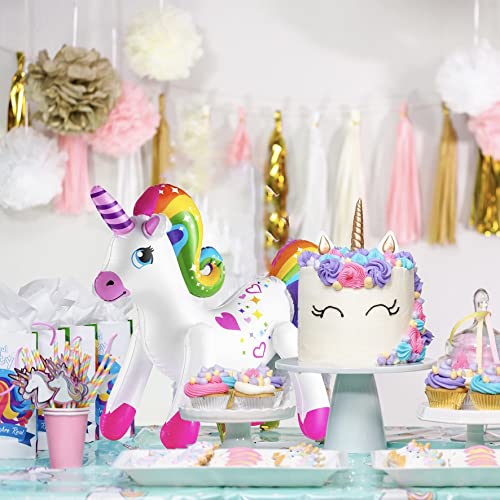 Inflatable Unicorn - (Pack of 4) 24 Inch - Large Blow-up Rainbow Unicorns for Unicorn Themed Birthday Party Decor, Pool Fun, and Party Decoration Supplies by Bedwina