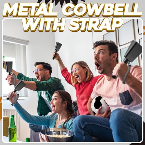 9" Metal Cowbells with Handle - Cow Bells Loud Cheering Noise Makers for Sporting Events, Football Games, School Spirit, Rallies & Celebrations - Black or Copper Percussion Music Instrument