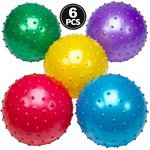 Bedwina Sensory Balls and Spiky Massage Stress Balls with Pump, Bouncy Party Favors, Stocking Stuffers for Kids, Toddlers