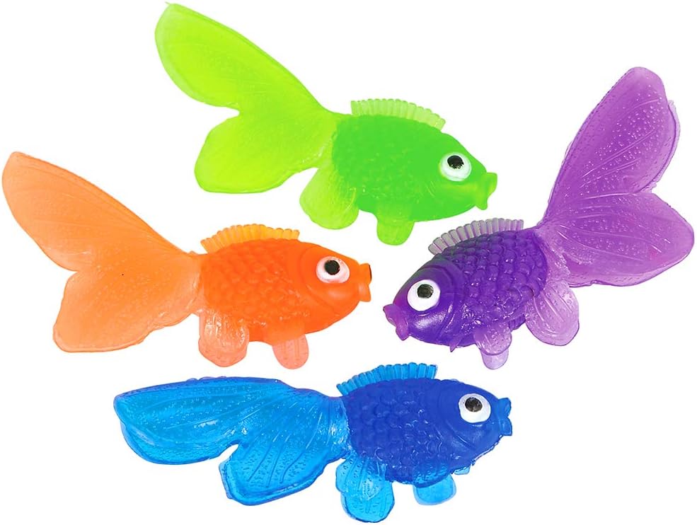 Plastic Vinyl Goldfish - 720pcs, 2 Inches Long Gold Fish Toys in Assorted Colors for Party Favors, Carnival Kids Prizes, Decorations, Crafts, Games and Birthday Party Supplies, Stocking Stuffers