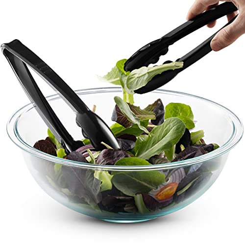 Plastic Tongs for Serving 9 Inch - Heavy-Duty Hard Plastic Reusable or Disposable Serving Tongs for Catering, Dinner Parties, Banquets, Buffets, Events, Weddings and Everyday Use, Black