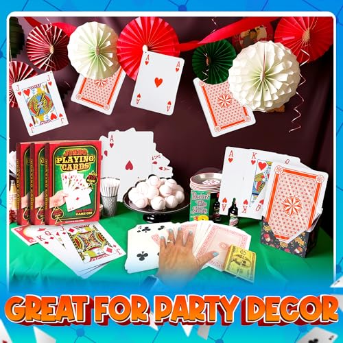 Jumbo Large Playing Cards - Big 5 x 7 Inch Giant Deck of Huge Poker Playing Cards for Casino Theme Party Decorations Game Night and Magic Supplies