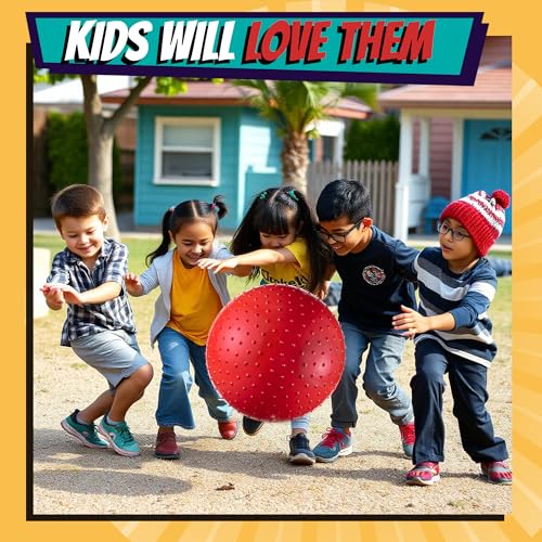 Bedwina 18-Inch Big Balls for Toddlers and Kids - Inflatable Giant Balls for Kids with Hand Air Pump, Big Bouncy, Sensory Play, Stress Toy, Knobby, Large Playground, Recess, Games for Children