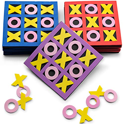 Tic Tac Toe Boards - 5"x5" Foam Tic-Tac-Toe Mini Board Game Toys for Kids, Birthday Party Favors, Goody Bag Stuffers, Classroom Prizes & Occupational Therapy