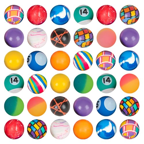 Bouncy Balls in Bulk - (1inch/27mm) Hi Bounce Ball Variety Assortment Mix, Colorful and Small Rubber Bouncing Balls for Kids Game Prizes, Party Favors and Vending Machines