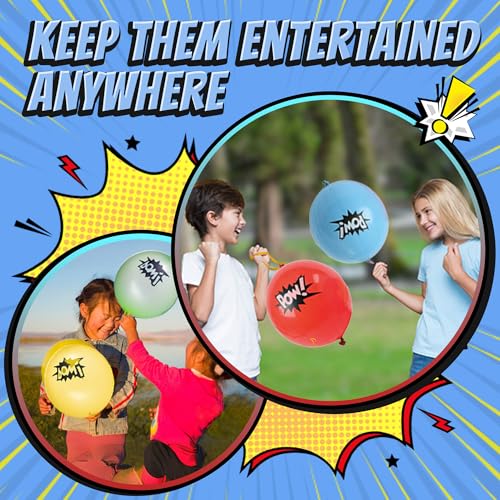 Superhero Punch Balloons - Bulk, Large Punching Balloons for Kids, Inflatable Punch Balls for Carnival Prizes, Goodie Bag Stuffers for Kids, Superhero Theme Birthday Party Favors Toys
