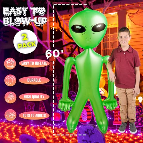 60 Inch (5 Feet) Giant Alien Inflatable - Jumbo Green Alien, for Game Prize, Alien Halloween Decorations Theme Party Favors Photo Prep & Decorations