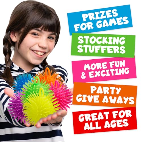 Puffer Balls - Stress Balls Bulk, Neon, Stress Relief Toy for Kids for Goodie Bags and Party Favors in Bulk