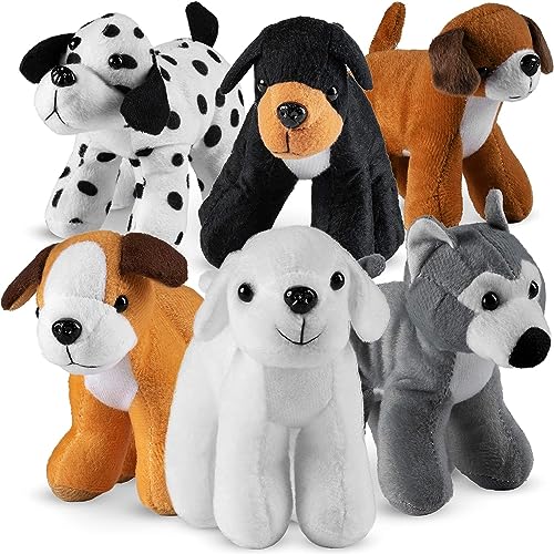 Bedwina Plush Puppy Dogs - 6 Inches Tall Stuffed Animals Bulk Assorted Puppies and Cute Stuffed Plushed Dog Puppies Assortment, Stocking Stuffers