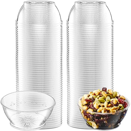 Clear Mini Plastic Bowls - 6 Oz Disposable Premium Hard Plastic Dessert Bowls for Serving, Weddings, Catering, Parties, Ice Cream, Salsa Home or Event Party Supplies