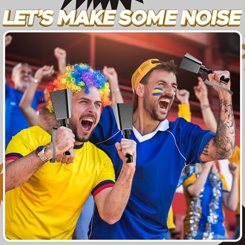 9" Metal Cowbells with Handle - Cow Bells Loud Cheering Noise Makers for Sporting Events, Football Games, School Spirit, Rallies & Celebrations - Black or Copper Percussion Music Instrument