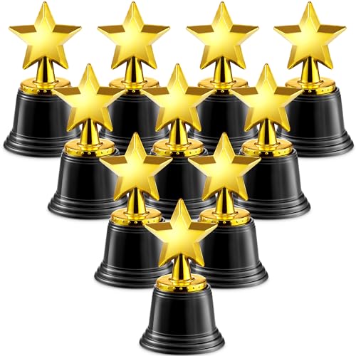 Bedwina Star Trophy Award - Bulk - 4.5 Inch Gold Award Trophies For Kids Awards, Choice Prizes for Adults, Winner Competitions, Sports Events, Party Decorations, Teachers & Party Favors