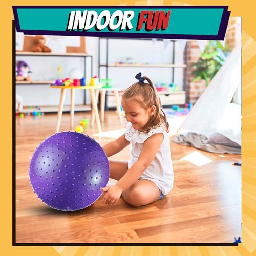 Bedwina 18-Inch Big Balls for Toddlers and Kids - Inflatable Giant Balls for Kids with Hand Air Pump, Big Bouncy, Sensory Play, Stress Toy, Knobby, Large Playground, Recess, Games for Children