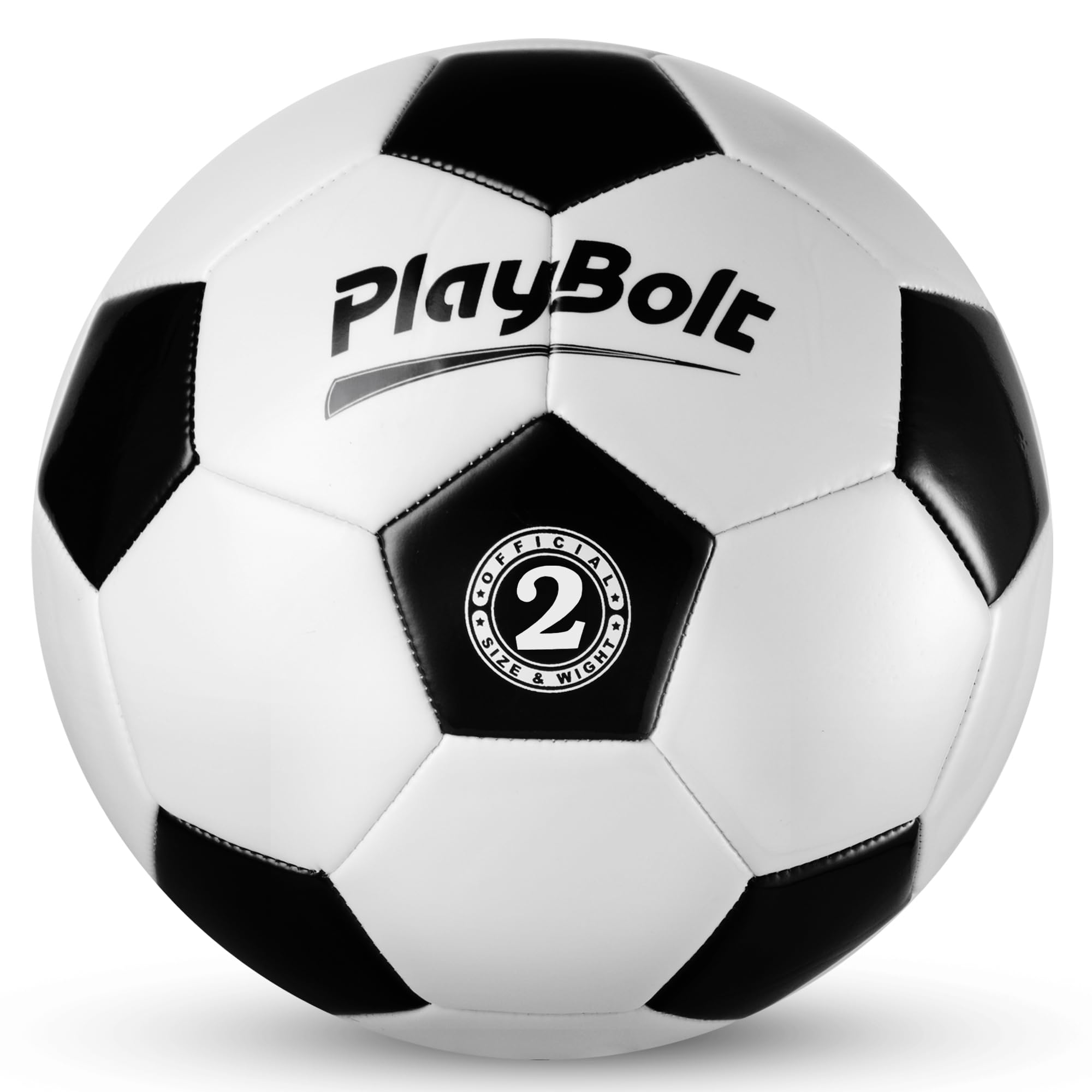 PlayBolt Soccer Ball Size 2 - Official Size Soccer Balls with Pump in Classic Black and White for Kids Youth & Adult Sports, Indoor & Outdoor (Pack of 1)
