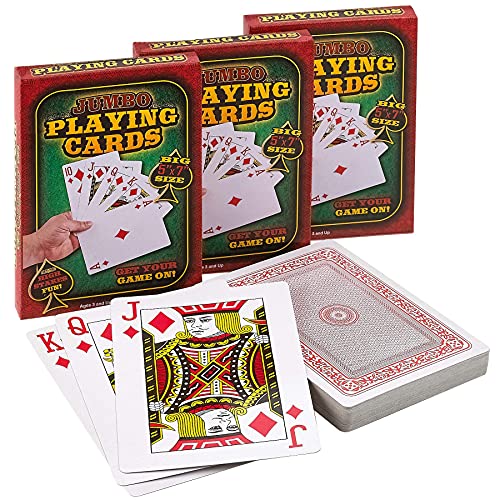 Jumbo Large Playing Cards - Big 5 x 7 Inch Giant Deck of Huge Poker Playing Cards for Casino Theme Party Decorations Game Night and Magic Supplies