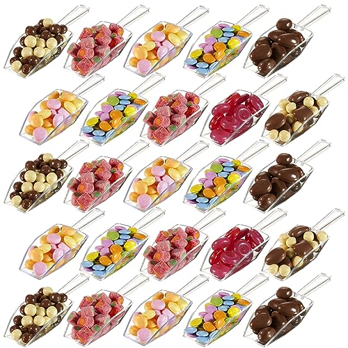 Mini Clear Acrylic Plastic Scoops for Candy - Ice Cream Bar, Jars, Containers, Coffee, Flour, Dessert Toppings, Buffets, Kitchen, Weddings, Parties & Concessions, Candy Buffet, 5.5" Candy Scoops