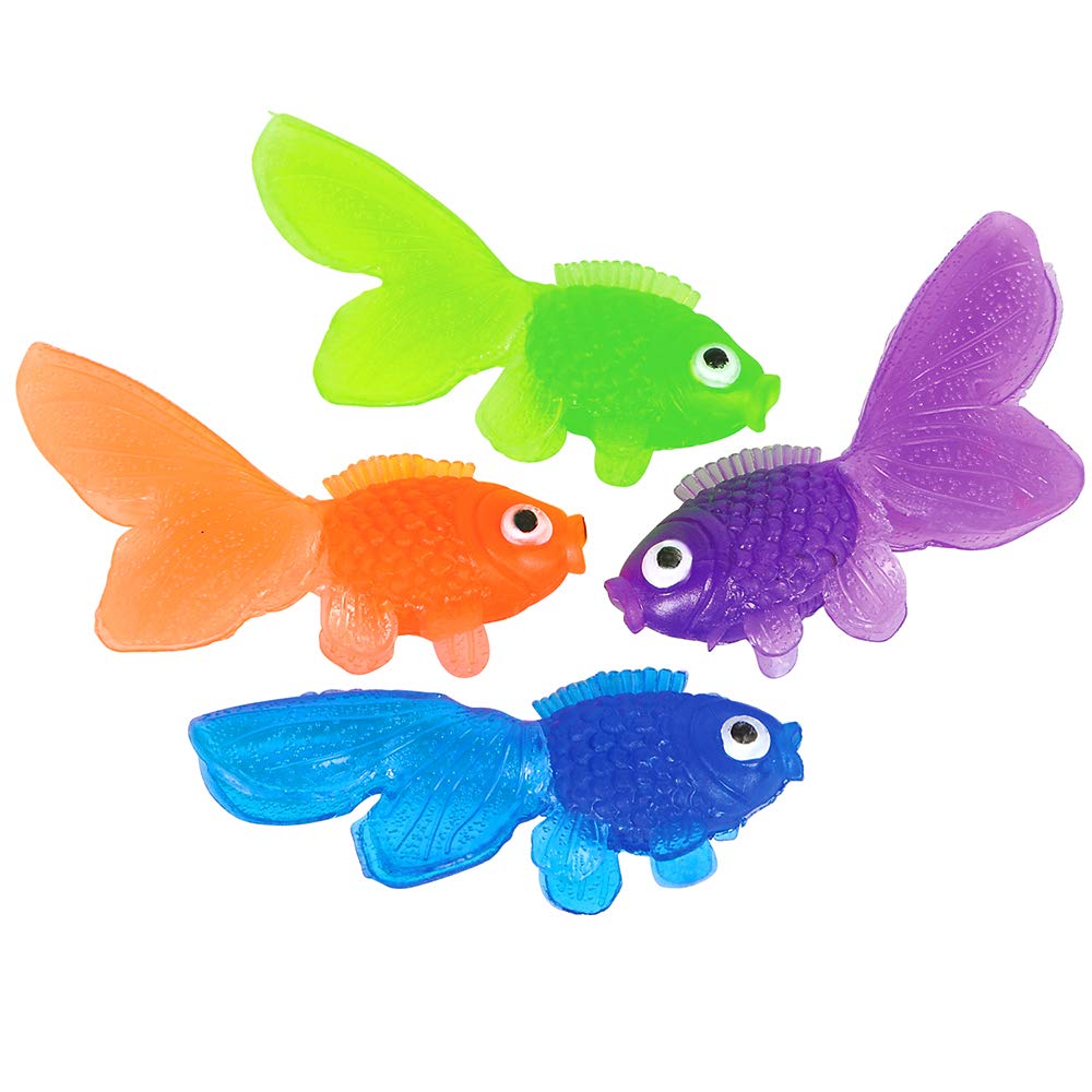 Bedwina Plastic Vinyl Goldfish - 144 Pcs, 2 Inches Long Gold Fish Toys in Assorted Colors for Party Favors for Kids, Decorations, Crafts, Games and Birthday Party Supplies