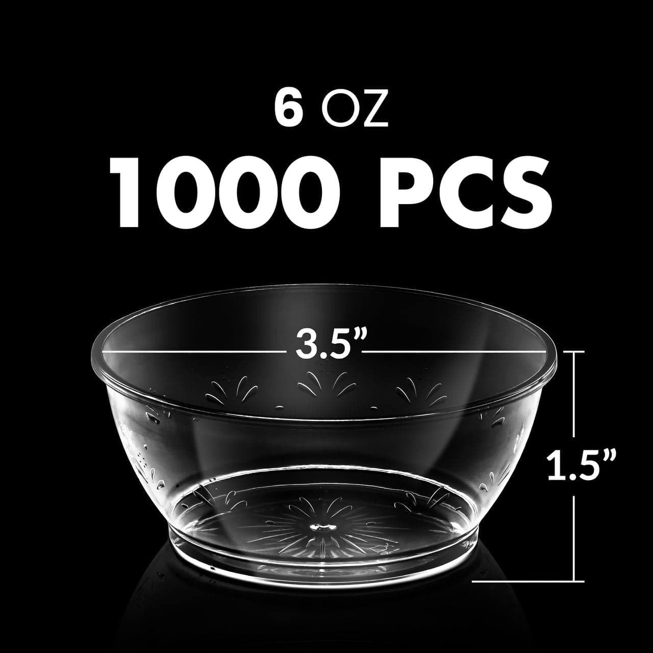 Clear Mini Plastic Bowls - 6 Oz Disposable Premium Hard Plastic Dessert Bowls for Serving, Weddings, Catering, Parties, Ice Cream, Salsa Home or Event Party Supplies