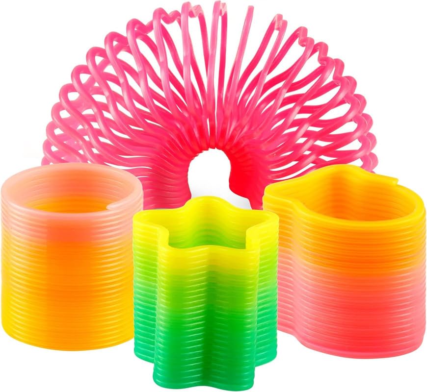 Bedwina Rainbow Spring Toy Assortment - (Pack of 250) Mini Plastic Coil Spring Toy - Bright Colors and Shapes, Goody Bag Filler, Party Prizes and Stocking Stuffers for Kids