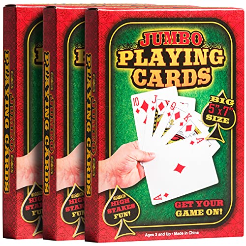 Jumbo Large Playing Cards - Big 5 x 7 Inch Giant Deck of Huge Poker Playing Cards for Casino Theme Party Decorations Game Night and Magic Supplies
