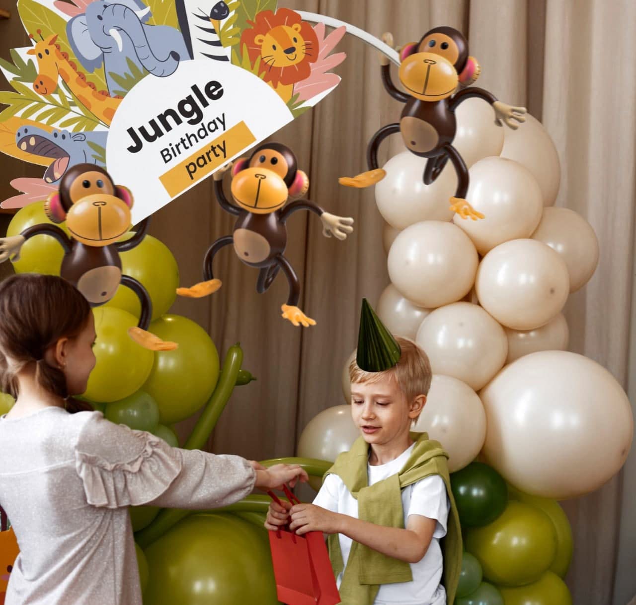 Large Inflatable Monkey - 27-Inch Monkeys for Baby Shower, Safari, Jungle Themed Birthdays, Blow Up Animal Party Favors and Decorations for Kids and Toddlers