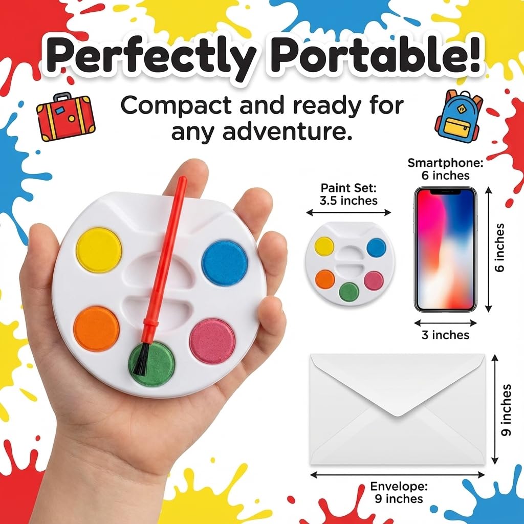 Mini Watercolor Paint Sets (24-Pack) 5-Color Paint Palettes with Brush