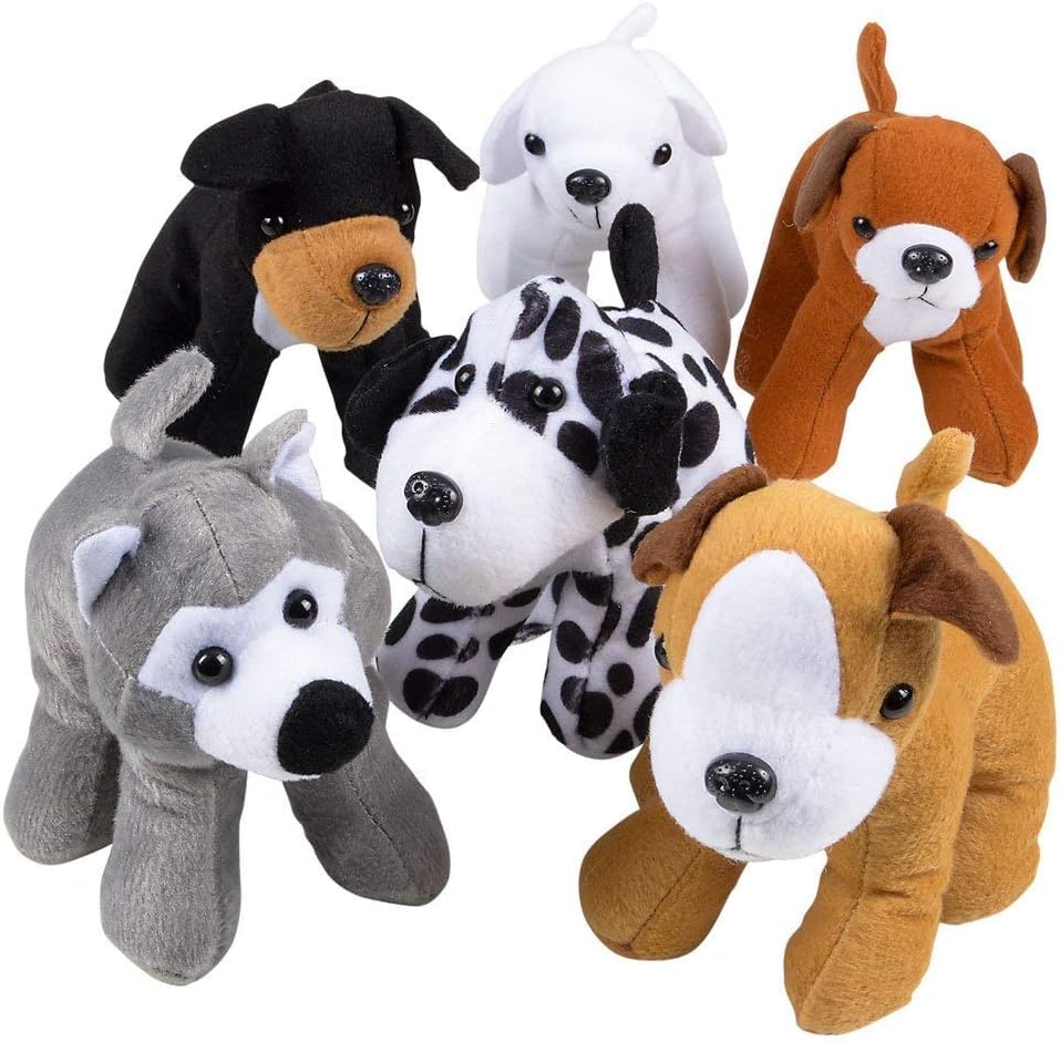 Bedwina Plush Puppy Dogs - 6 Inches Tall Stuffed Animals Bulk Assorted Puppies and Cute Stuffed Plushed Dog Puppies Assortment, Stocking Stuffers