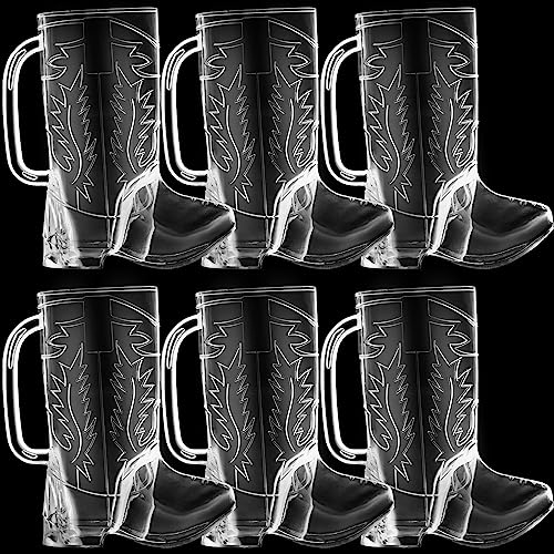 JoyServe Cowboy Boot Cups - 17oz Cowboy and Cowgirl Drink Mugs, Reusable BPA-Free Plastic Mug with Handle for Western Themed Rodeo Birthday Party Decorations and Supplies