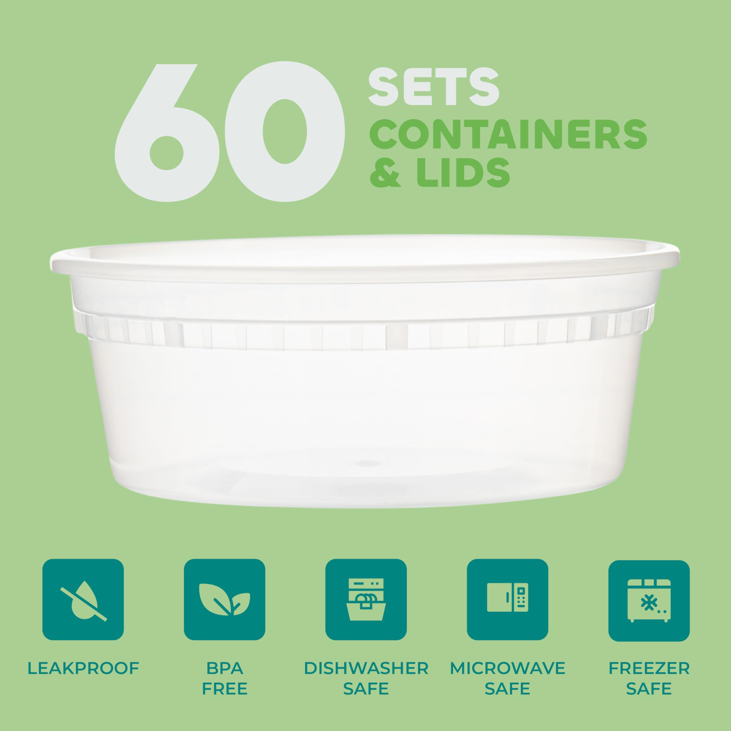 JoyServe Deli Food Containers with Lids - 32 Oz Quart Size & 24-16 Oz Pint Size Airtight Food Storage Takeout Meal Prep Containers with 54 Lids, BPA-Free, Dishwasher, Microwave Safe