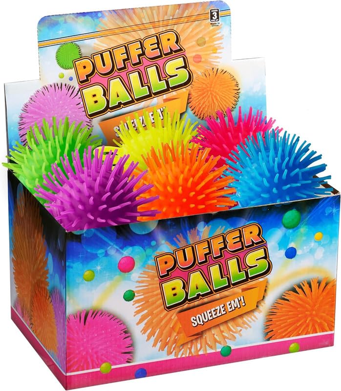 Puffer Balls - Stress Balls Bulk, Neon, Stress Relief Toy for Kids for Goodie Bags and Party Favors in Bulk