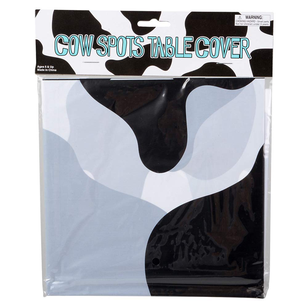 Cow Print Tablecloth - 54 x 72 Inch Tablecloths for Farm Animal Themed Parties, Birthday Party Supplies and Picnic Table Covers, (Black and White)
