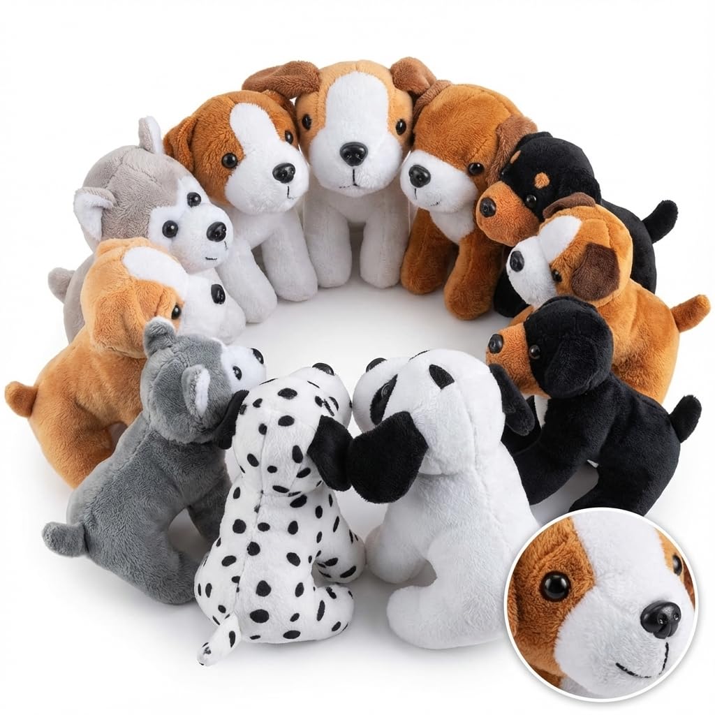 Bedwina Plush Puppy Dogs - (Pack of 36) 6 Inches Tall Stuffed Animals Bulk Assorted Puppies and Cute Stuffed Plushed Dog Puppies Assortment, Stocking Stuffers
