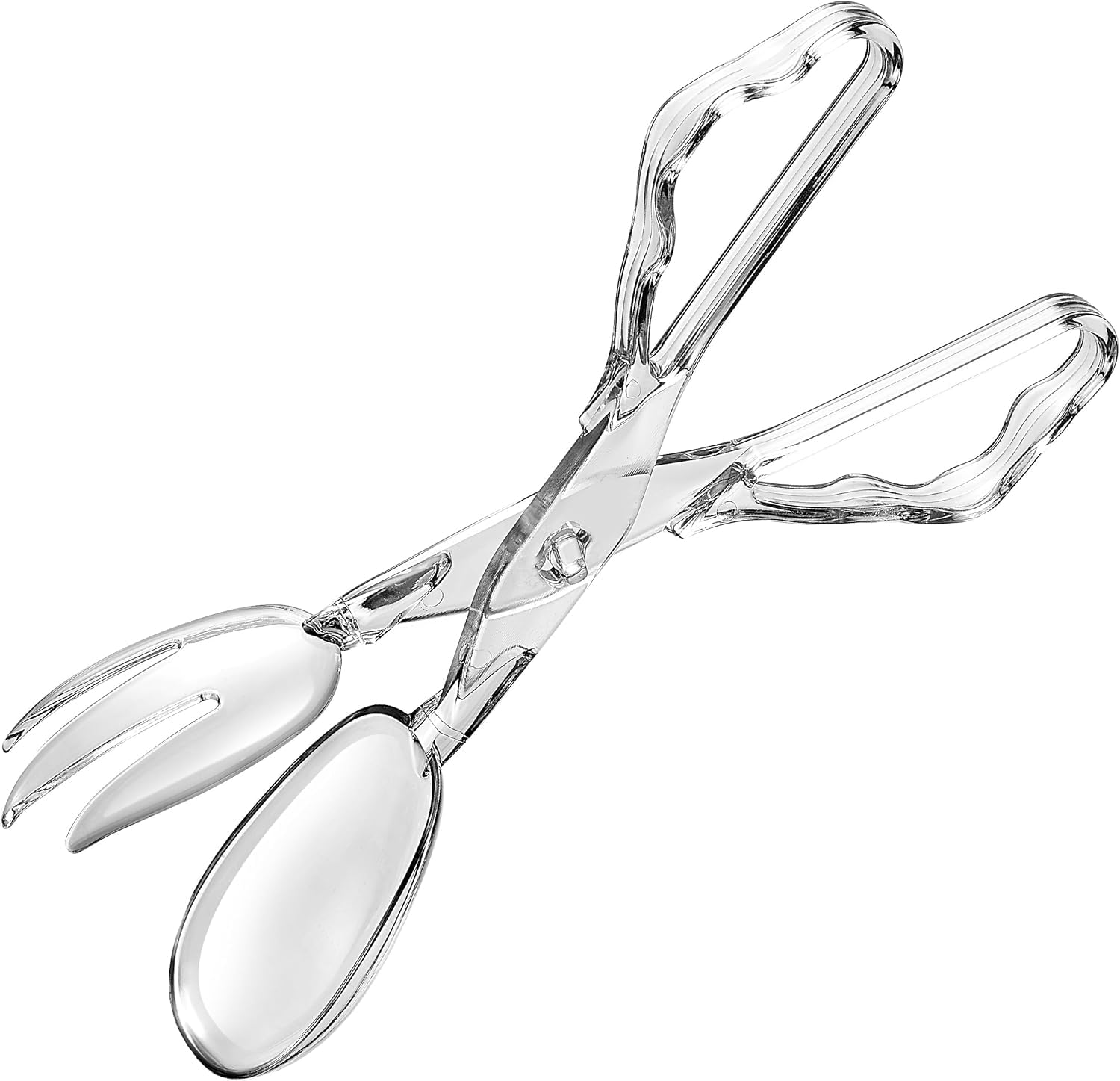 Pack of 1 11-Inch Clear Plastic Scissor Salad Tongs - Premium, Heavy-Duty, Reusable Serving Utensils for Catering, Cooking, Buffets, Party Supplies, and Weddings, Dishwasher Safe (1)