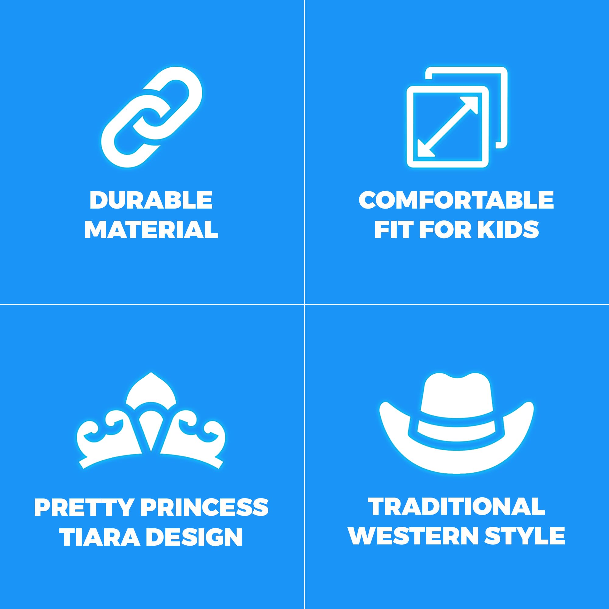 White Felt Cowboy Hats (2-Pack) with Neck Drawstring for Kids' Dress-Up, Costumes, Crafts, and Parties