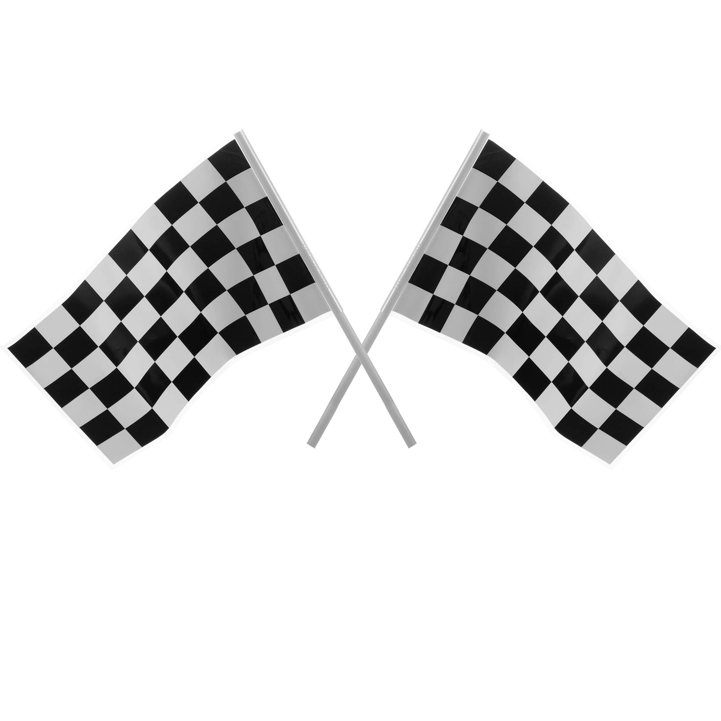 Bedwina Traffic Cones and Racing Checkered Flags - (24 Pcs) 12 - Black & White Flags on Sticks & 12-8-Inch Mini Orange Sports Safety Cones for Kids - Race Car Theme Birthday Centerpiece Party Decor