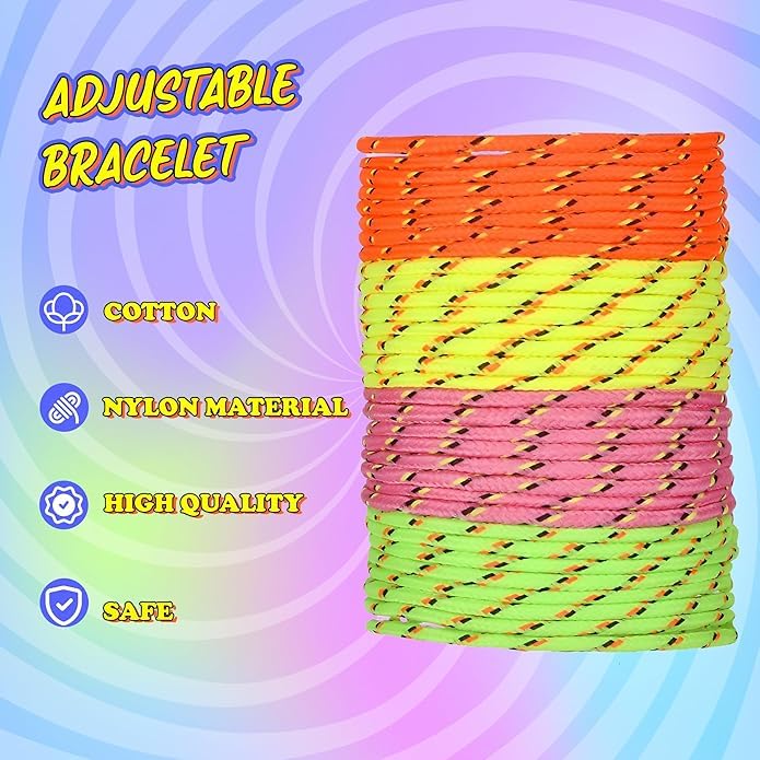 Bedwina Friendship Bracelets For Kids - (Pack of 432) Neon Adjustable Woven Rope Friendship Bracelets Bulk for Girls and Boys - Classroom Prizes for Kids Birthday Party Favors & Goodie Bag Stuffers