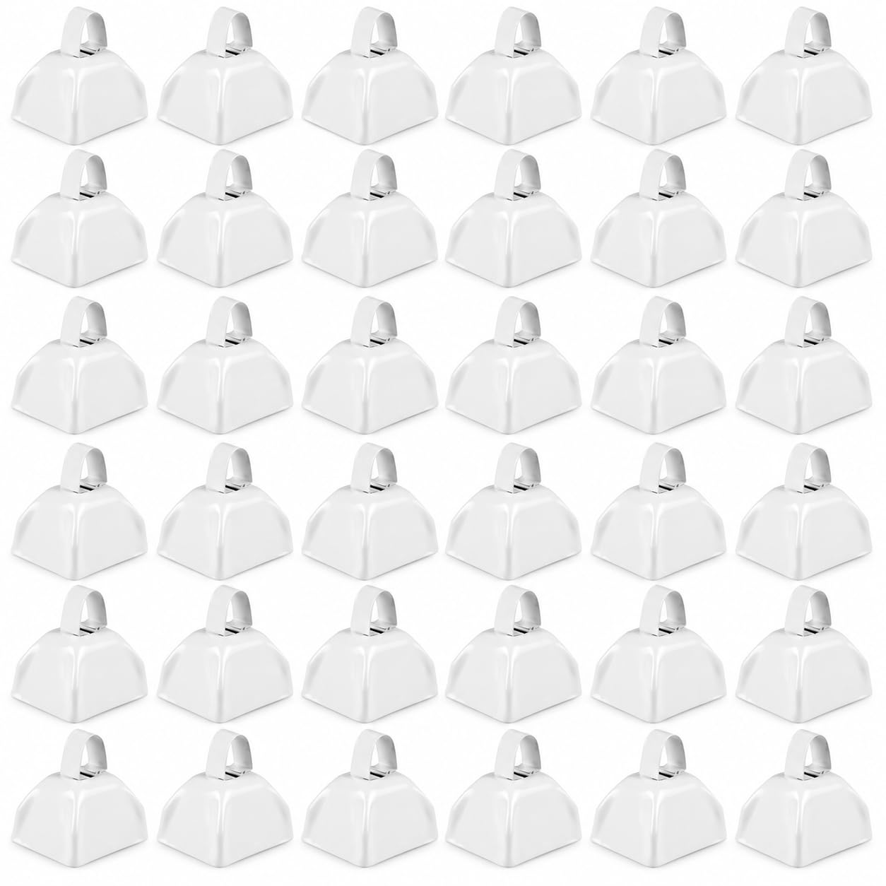 3 Inch White Metal Cowbells (36-Pack) Loud Cheering Noise Makers