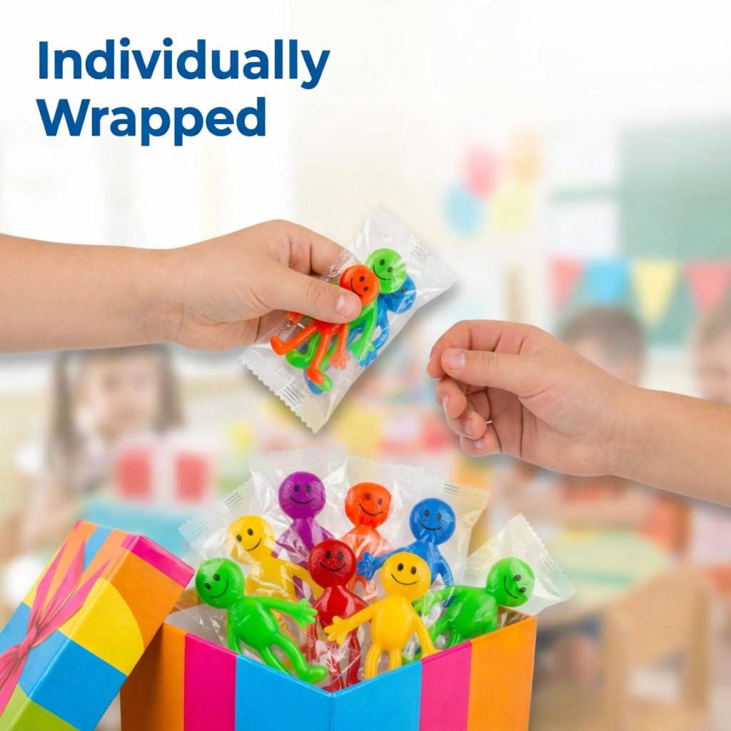 Stretchy Bendable Man (36 Pack) Assorted Fun Colors, A Sticky, Stretchable, Slimy, Gooey Texture, Toy for Stress Anxiety Relief, Great Party Favor, Stocking Stuffer